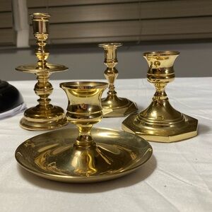 Baldwin Brass Collection of Candle Holders. Set of 4 Various Sizes.